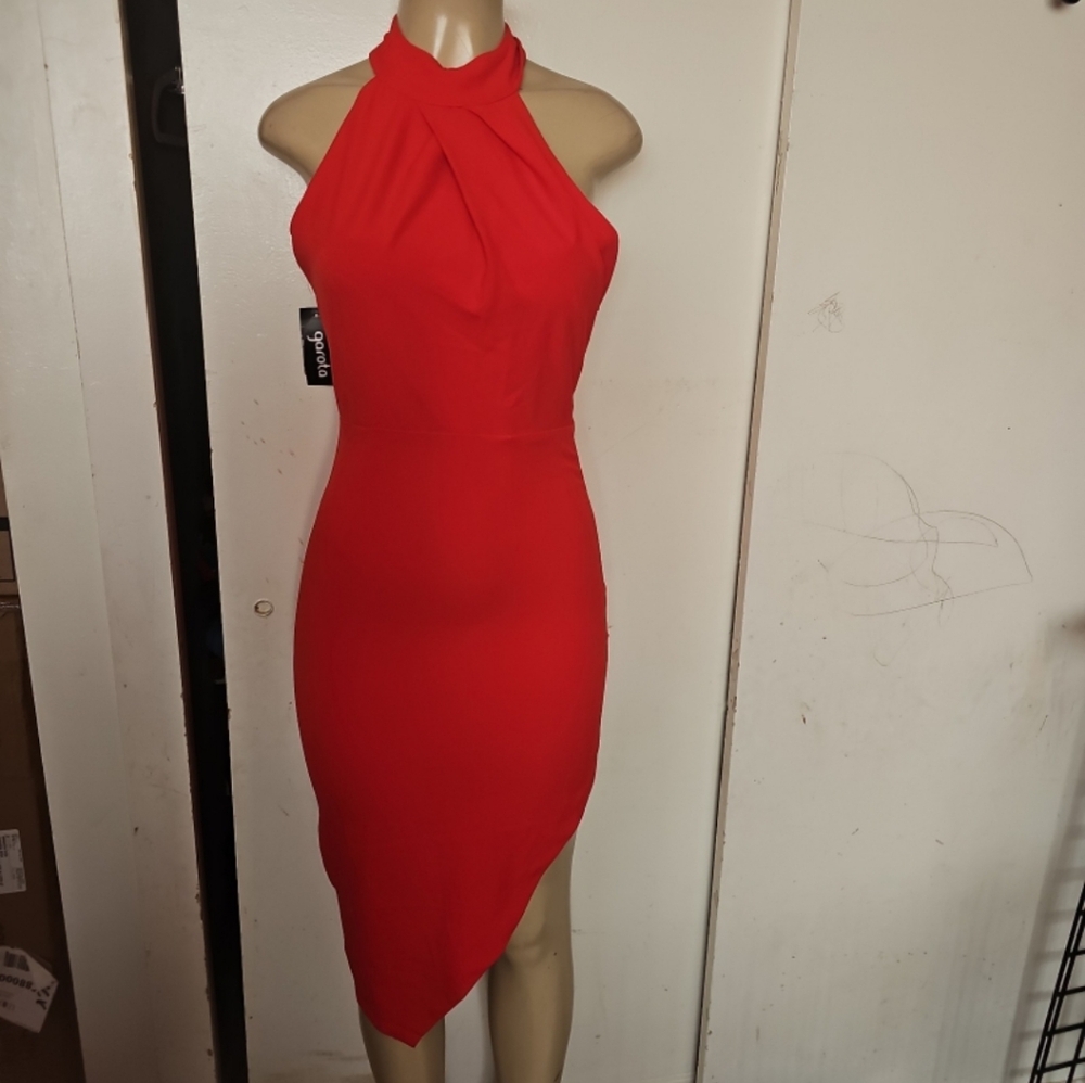 Fashion Nova Vibrant Red Asymmetrical Dress
